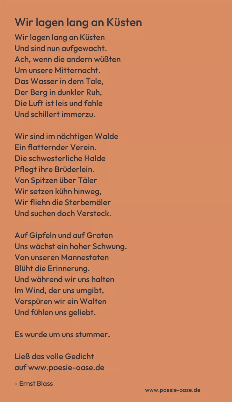 Wir lagen lang an Küsten