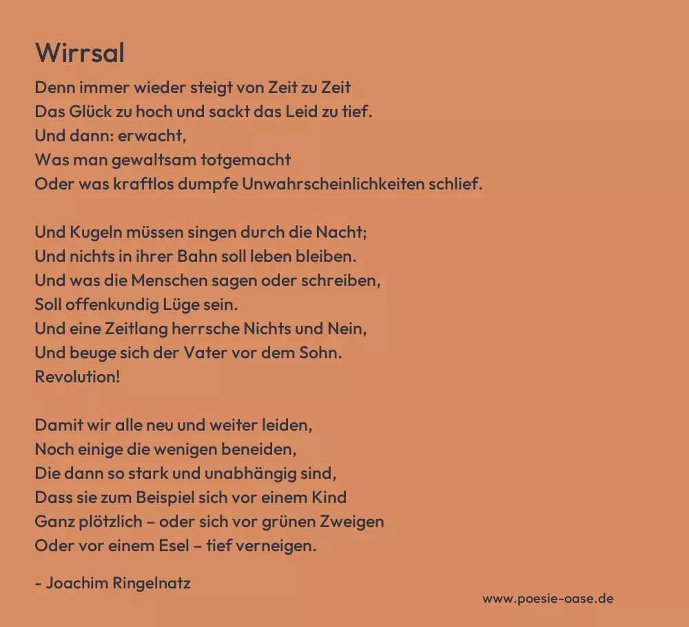 Gedicht: Wirrsal von Joachim Ringelnatz