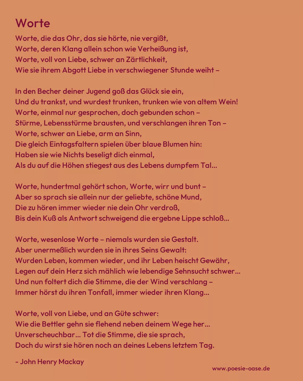 Gedicht: Worte von John Henry Mackay