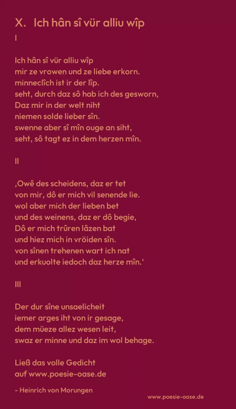 X.   Ich hân sî vür alliu wîp