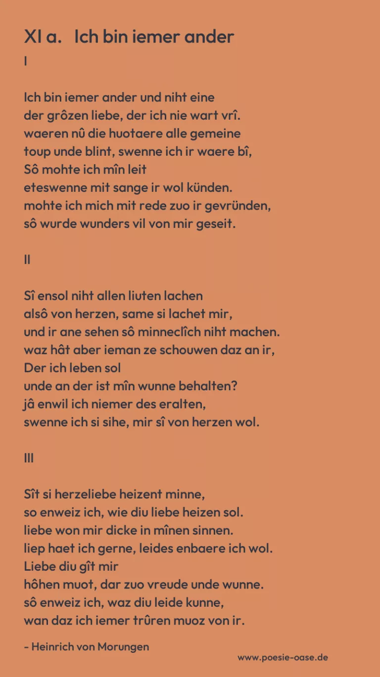 XI a.   Ich bin iemer ander