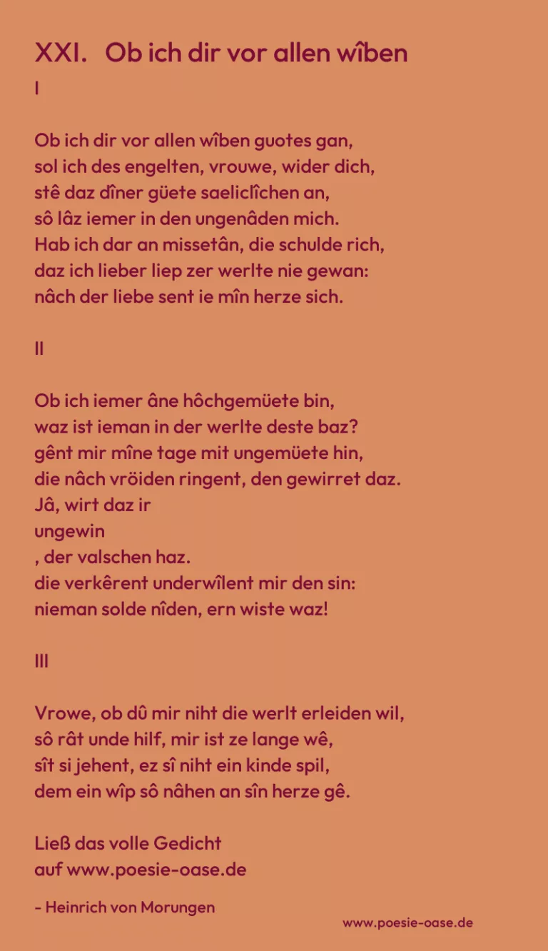 XXI.   Ob ich dir vor allen wîben