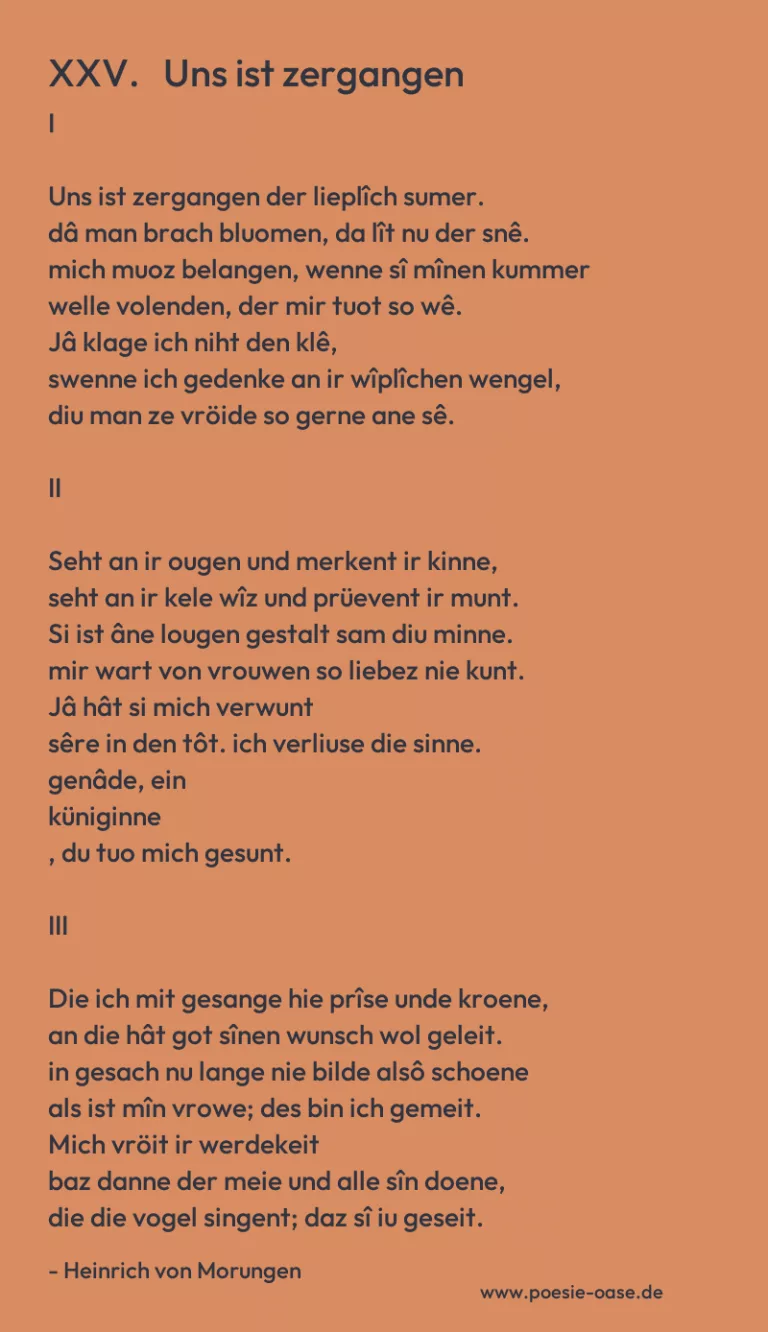 XXV.   Uns ist zergangen