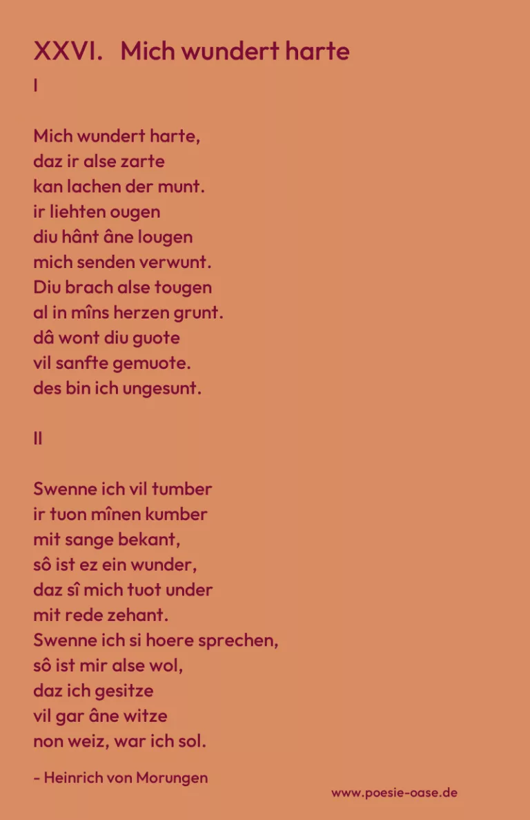 XXVI.   Mich wundert harte