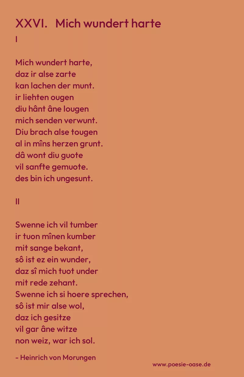 Gedicht: XXVI. Mich wundert harte von Heinrich von Morungen