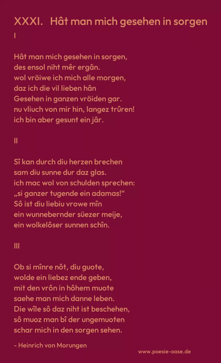 XXXI.   Hât man mich gesehen in sorgen