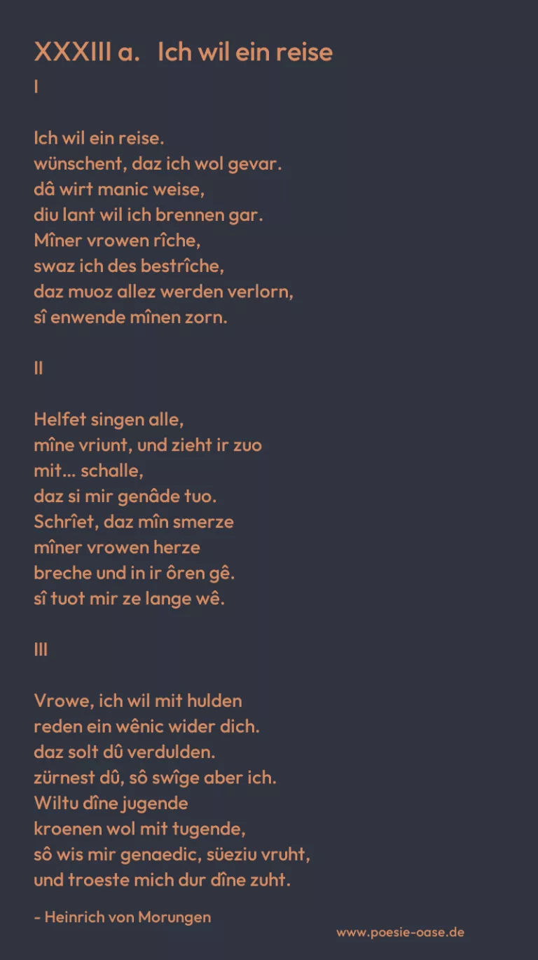 XXXIII a.   Ich wil ein reise