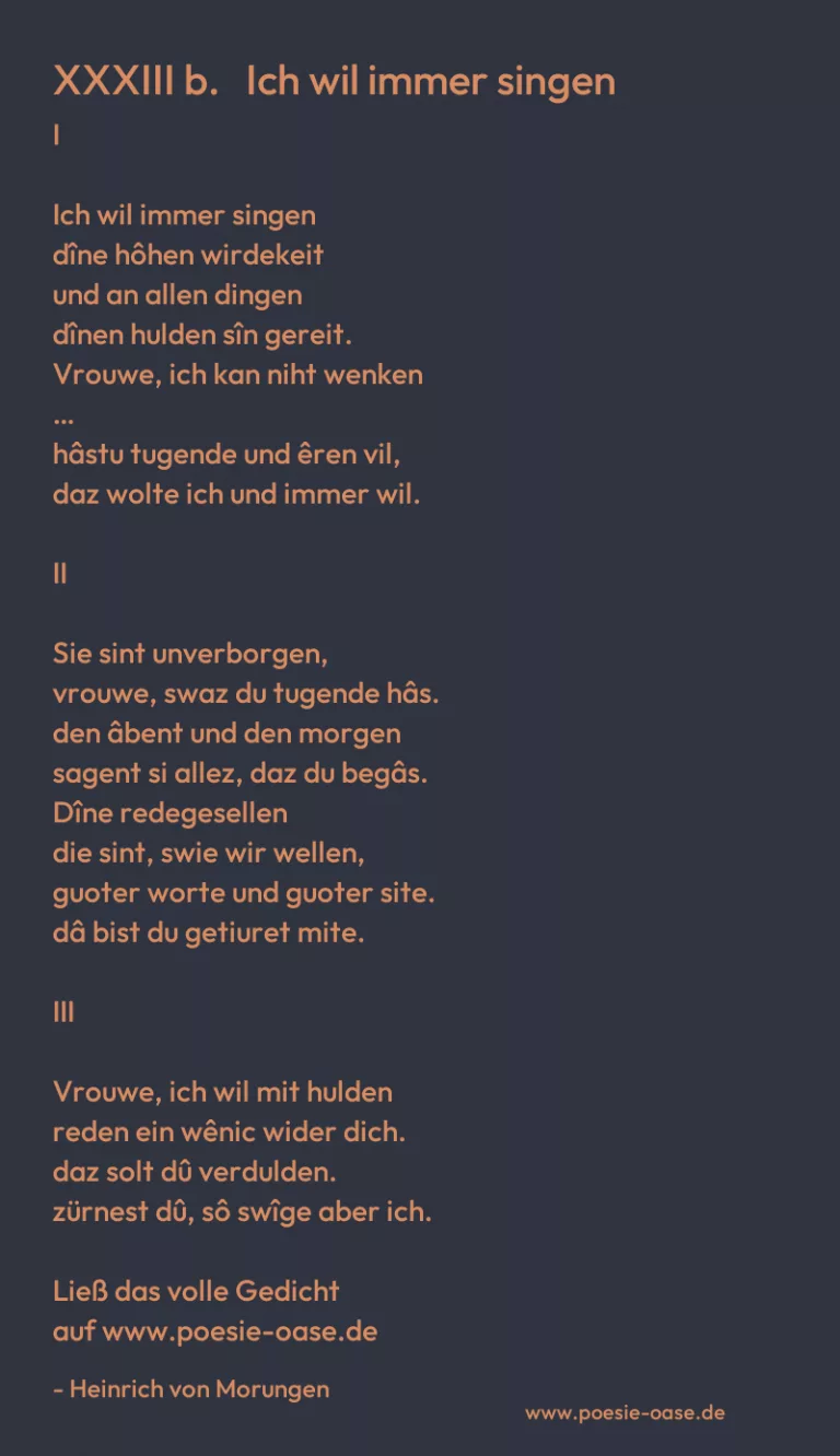 XXXIII b.   Ich wil immer singen
