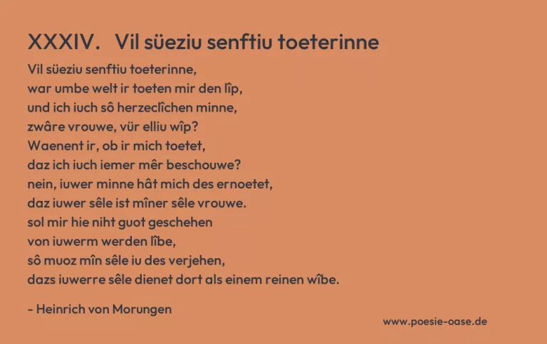 XXXIV.   Vil süeziu senftiu toeterinne