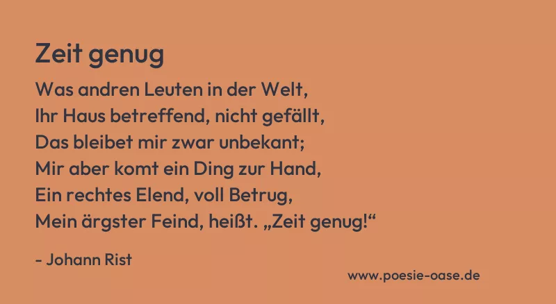 Gedicht: Zeit genug von Johann Rist