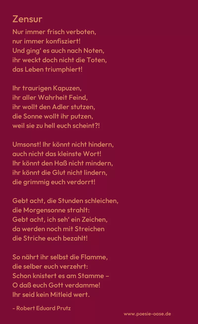 Gedicht: Zensur von Robert Eduard Prutz