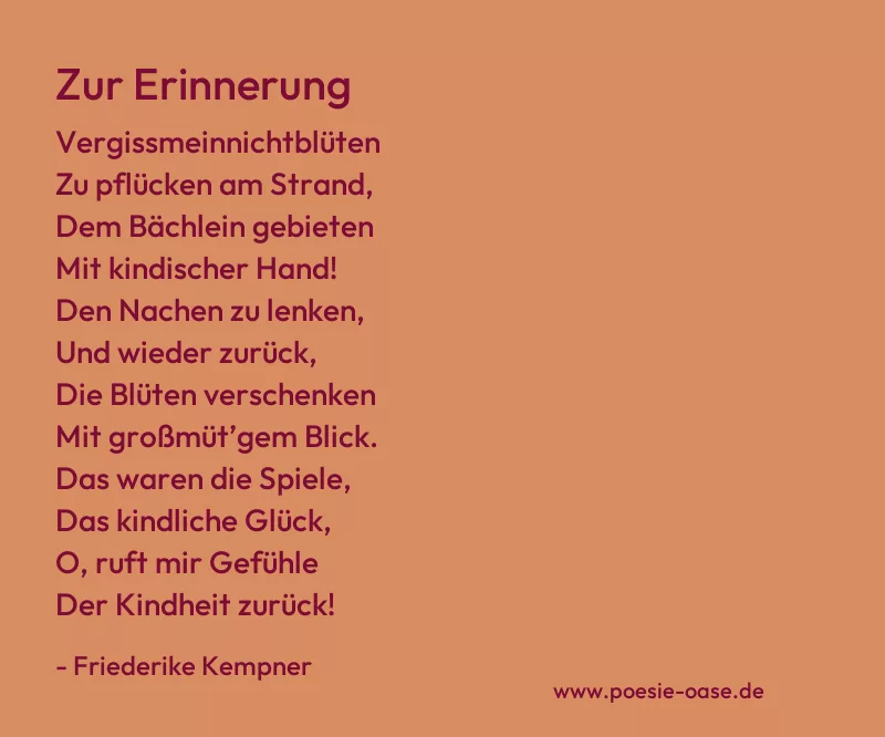 Gedicht: Zur Erinnerung von Friederike Kempner
