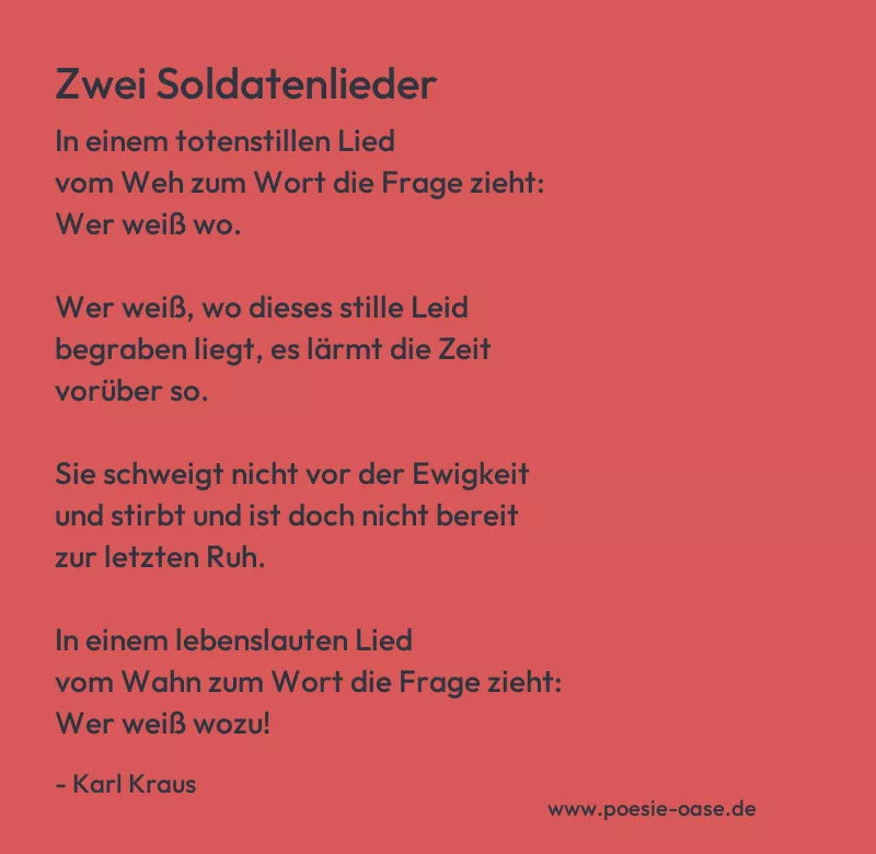 Gedicht: Zwei Soldatenlieder von Karl Kraus