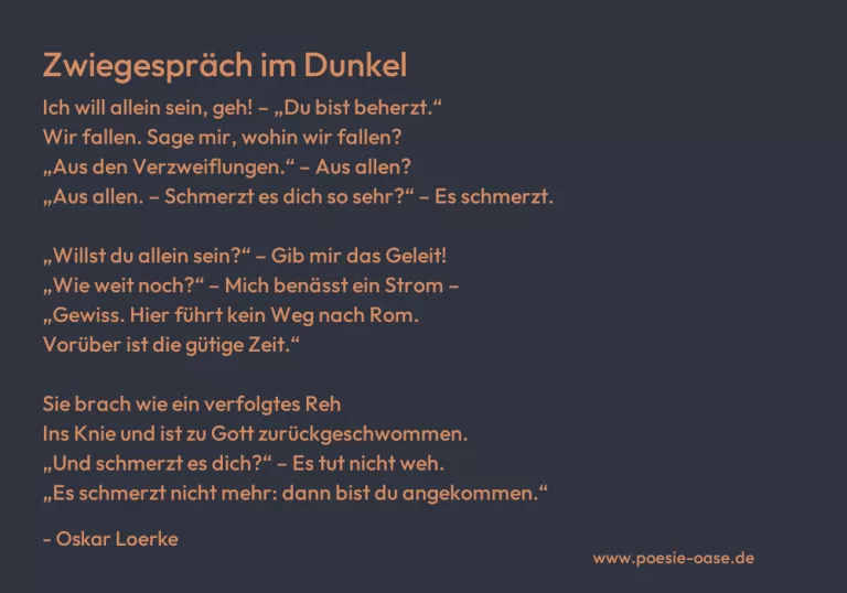 Zwiegespräch im Dunkel