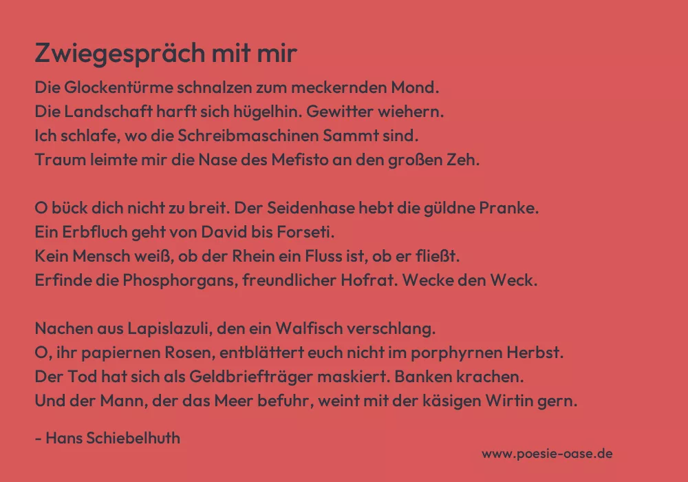 Gedicht: Zwiegespräch mit mir von Hans Schiebelhuth