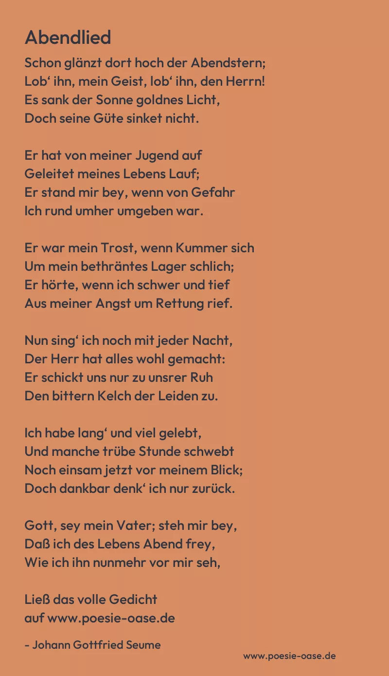 Gedicht: Abendlied von Johann Gottfried Seume