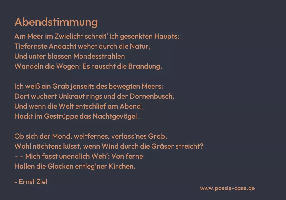 Gedicht: Abendstimmung von Ernst Ziel