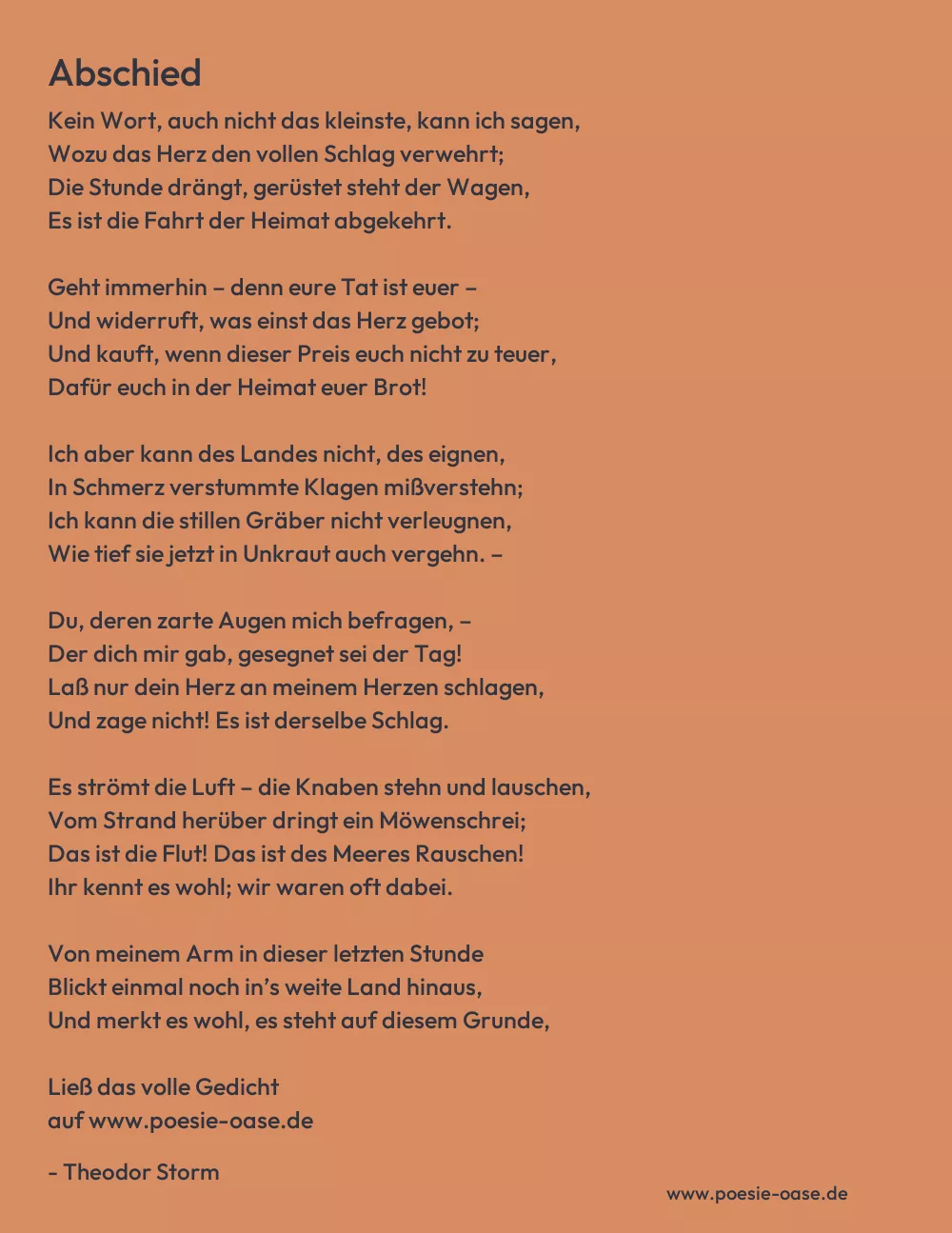 Gedicht: Abschied von Theodor Storm