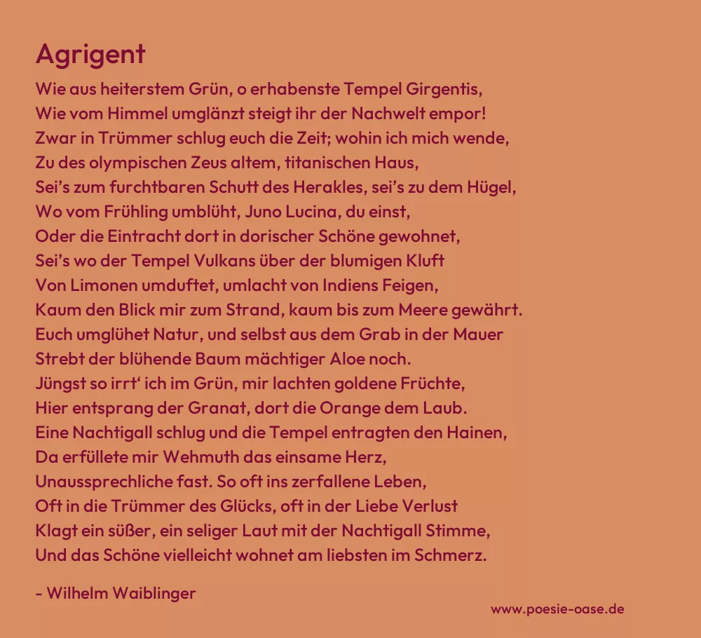 Gedicht: Agrigent von Wilhelm Waiblinger