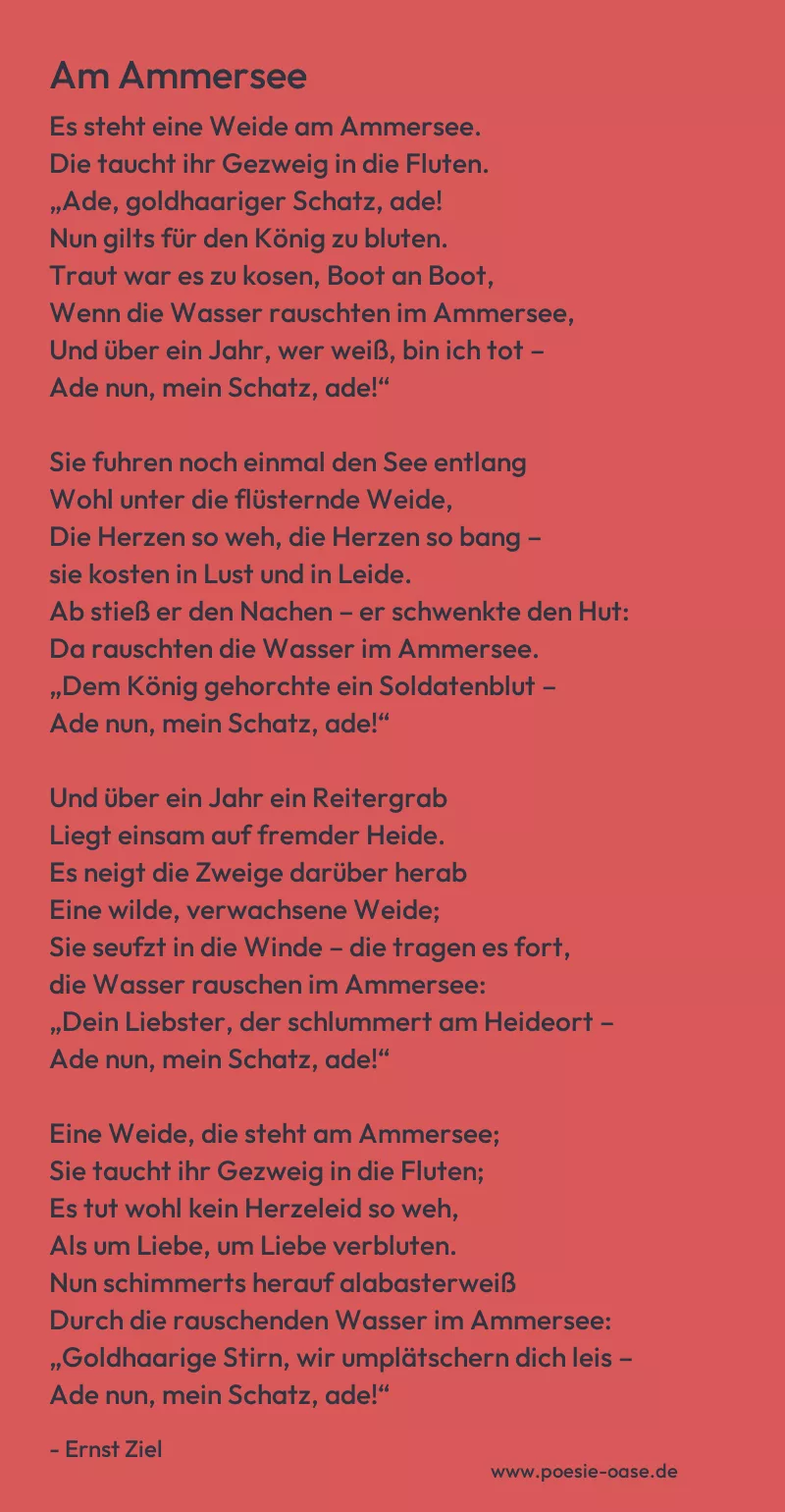 Gedicht: Am Ammersee von Ernst Ziel