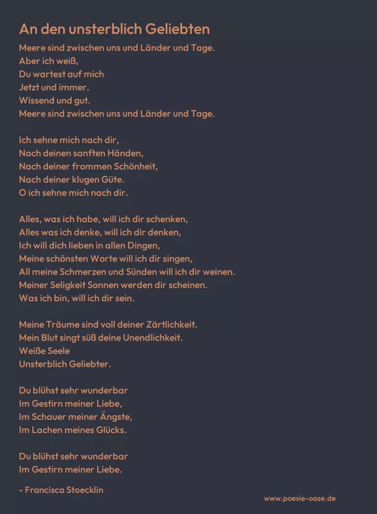 An den unsterblich Geliebten