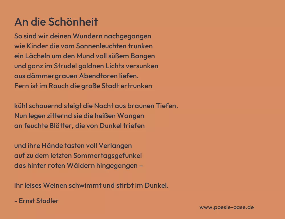 Gedicht: An die Schönheit von Ernst Stadler