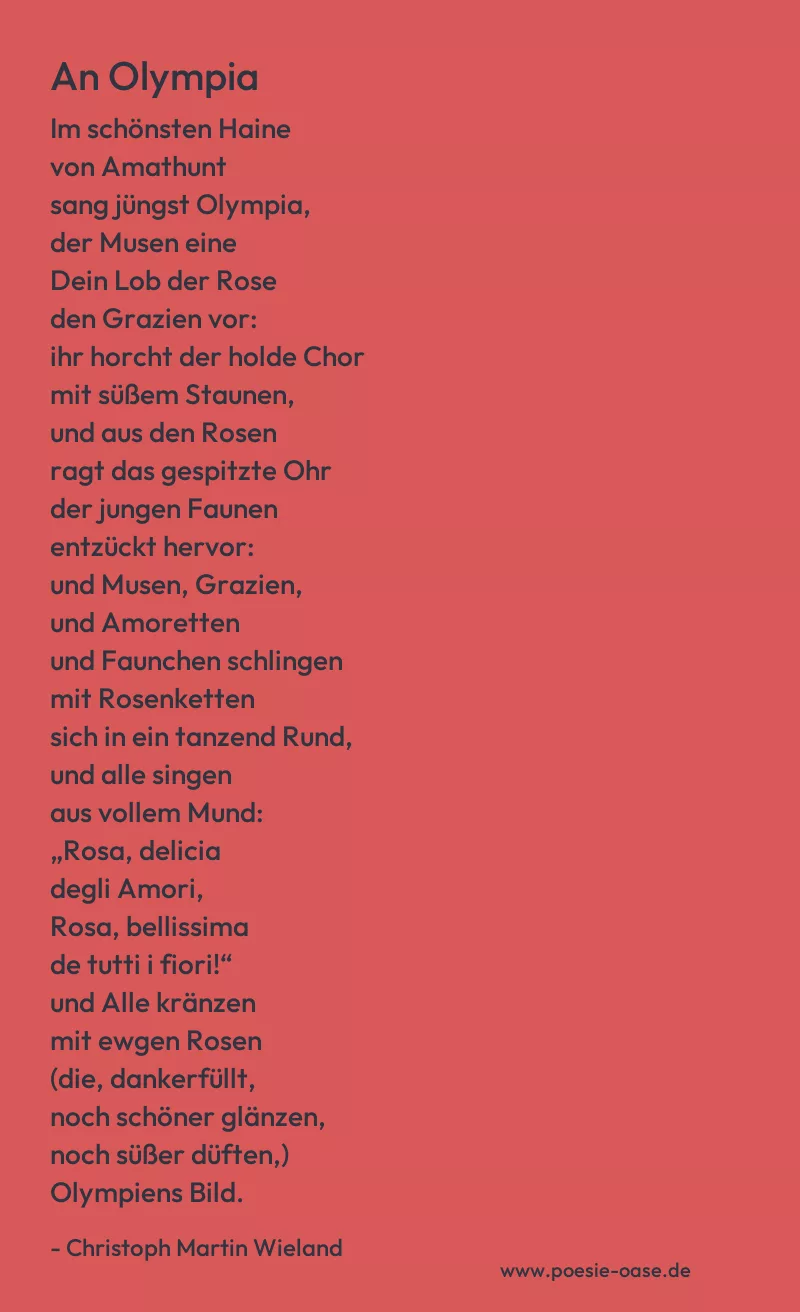 Gedicht: An Olympia von Christoph Martin Wieland