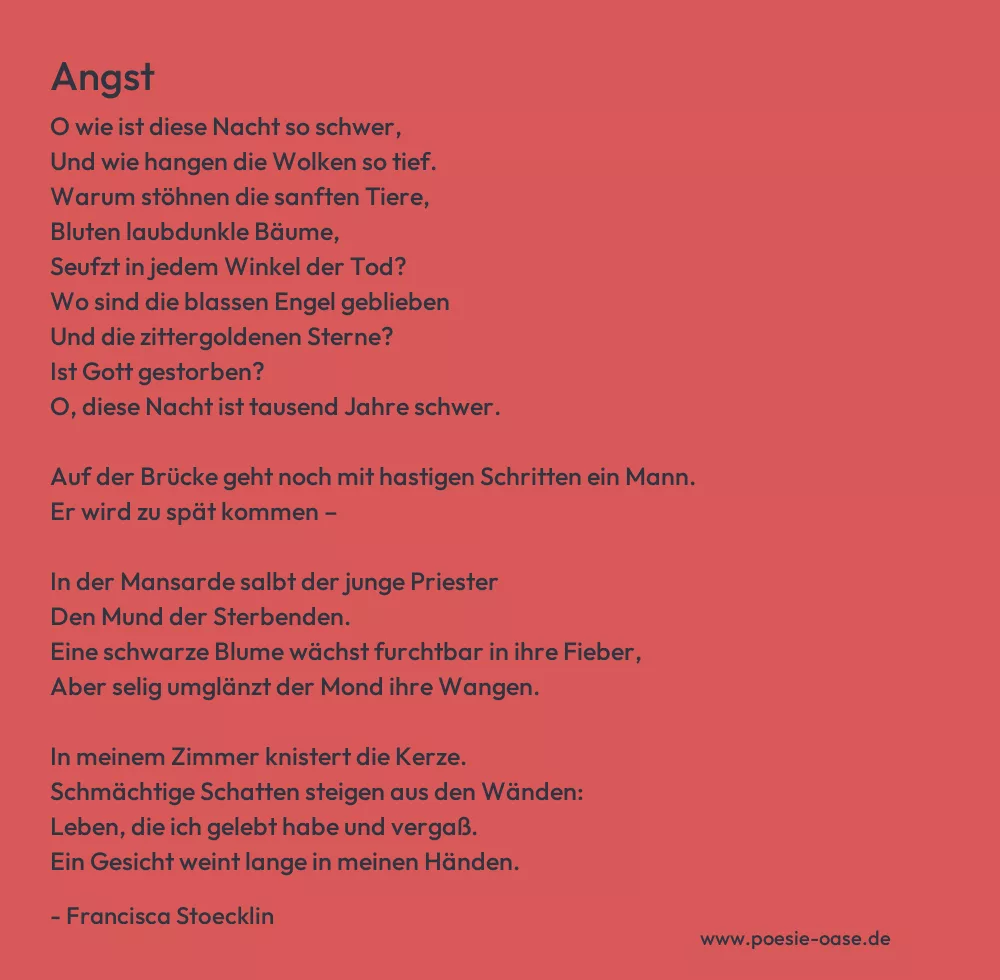 Gedicht: Angst von Francisca Stoecklin