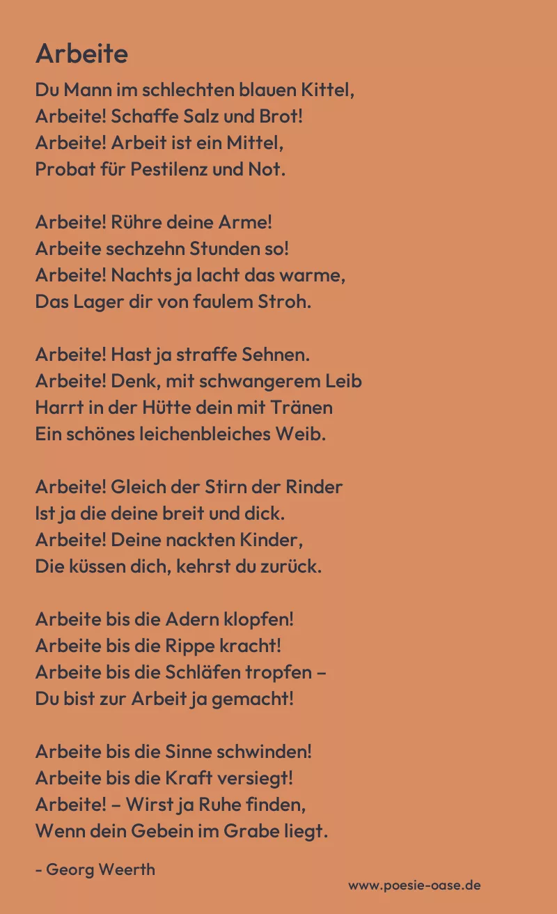 Gedicht: Arbeite von Georg Weerth