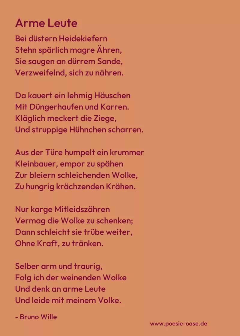 Gedicht: Arme Leute von Bruno Wille