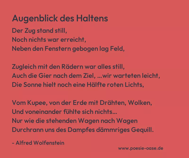 Gedicht: Augenblick des Haltens von Alfred Wolfenstein