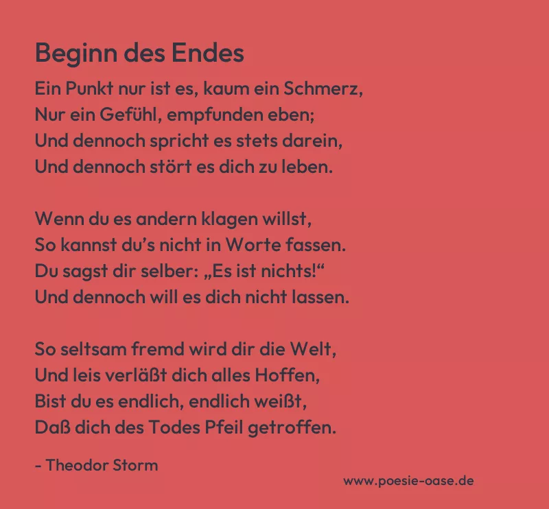 Gedicht: Beginn des Endes von Theodor Storm