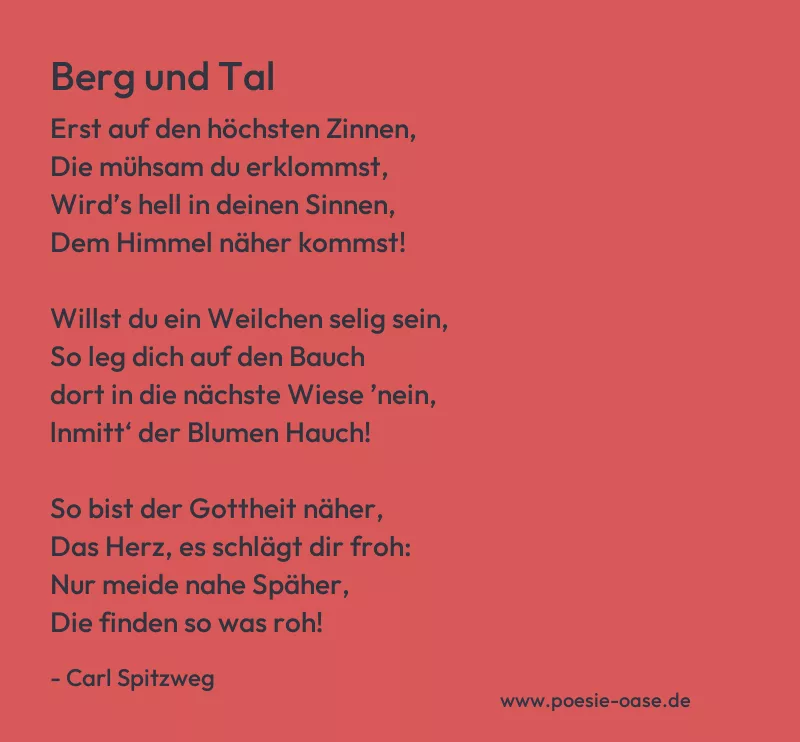 Gedicht: Berg und Tal von Carl Spitzweg