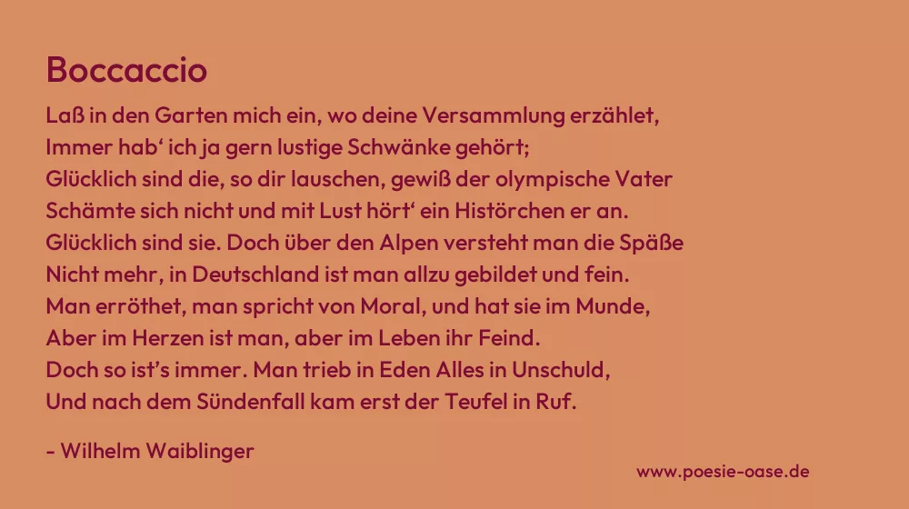 Gedicht: Boccaccio von Wilhelm Waiblinger