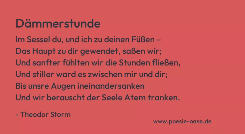 Gedicht: Dämmerstunde von Theodor Storm