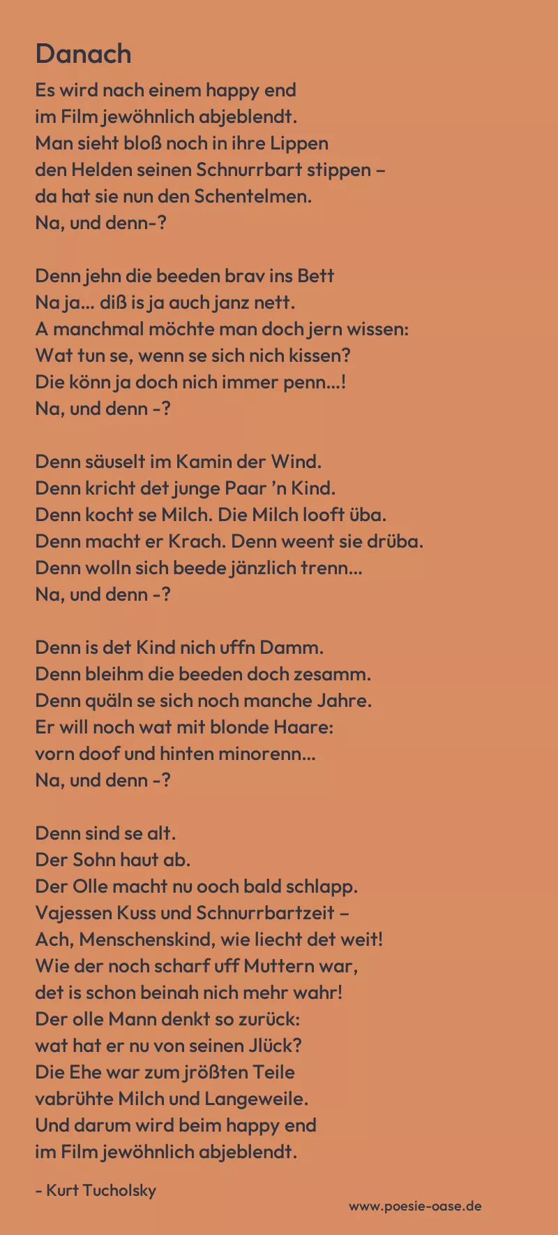 Gedicht: Danach von Kurt Tucholsky