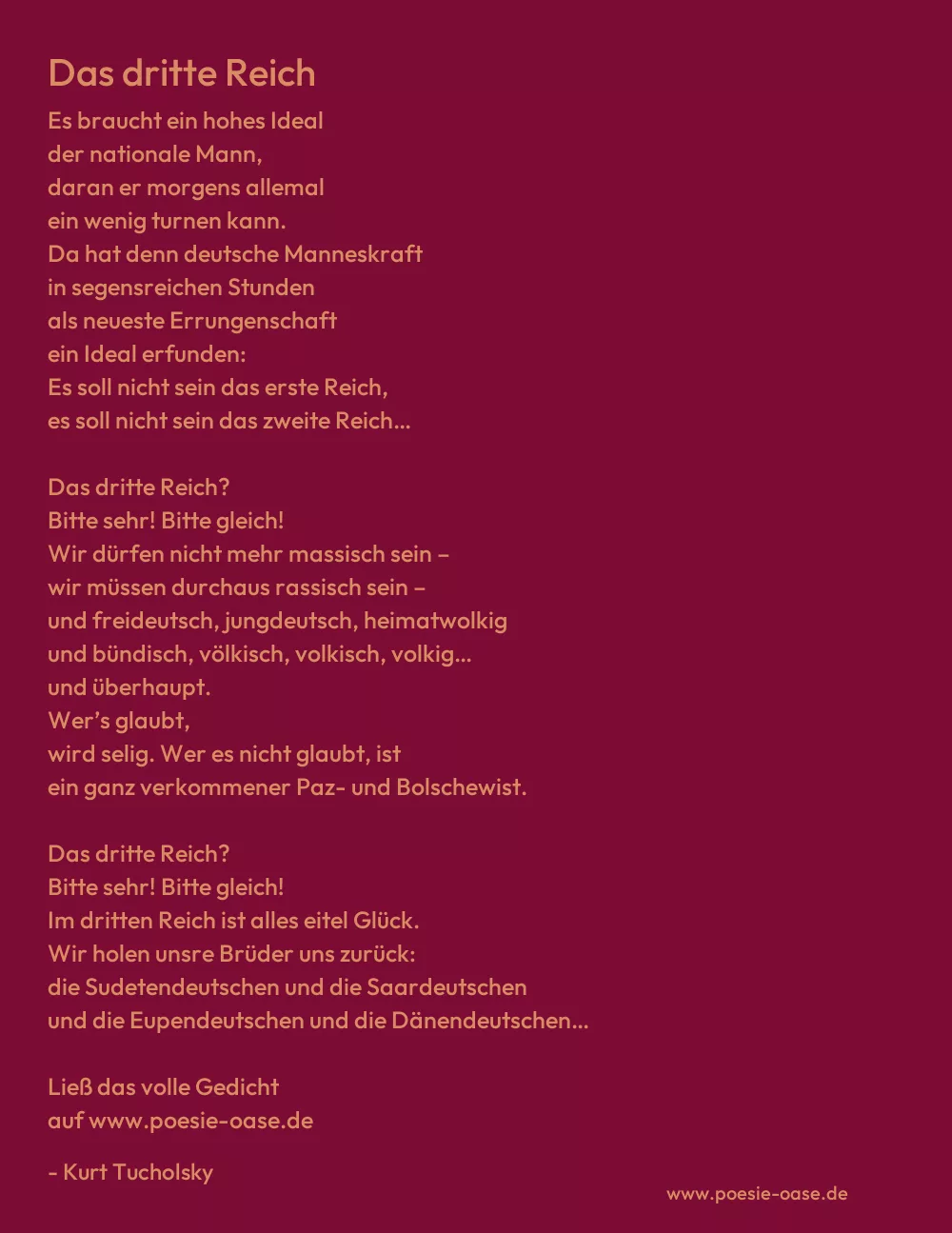 Gedicht: Das dritte Reich von Kurt Tucholsky