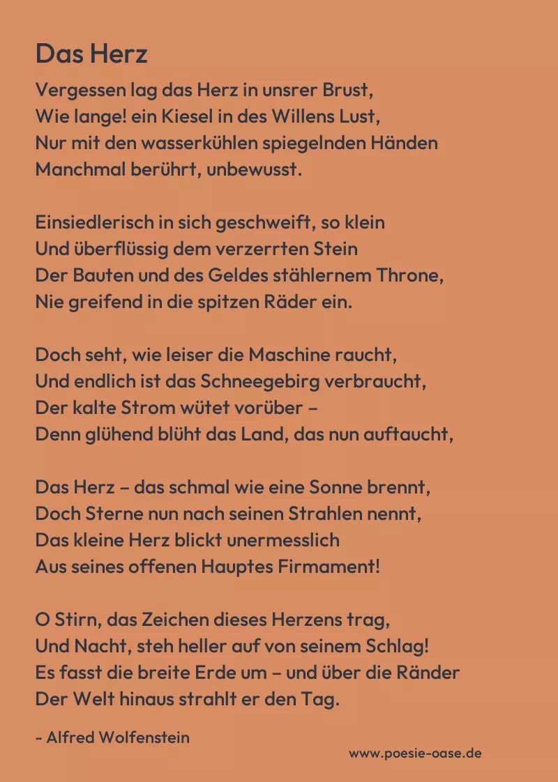 Gedicht: Das Herz von Alfred Wolfenstein