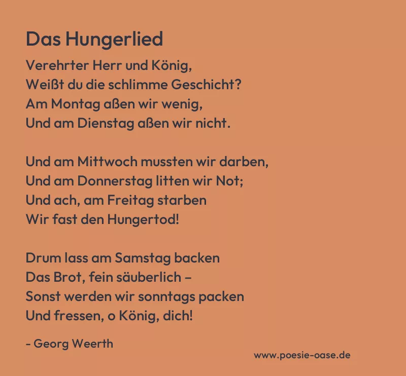 Gedicht: Das Hungerlied von Georg Weerth