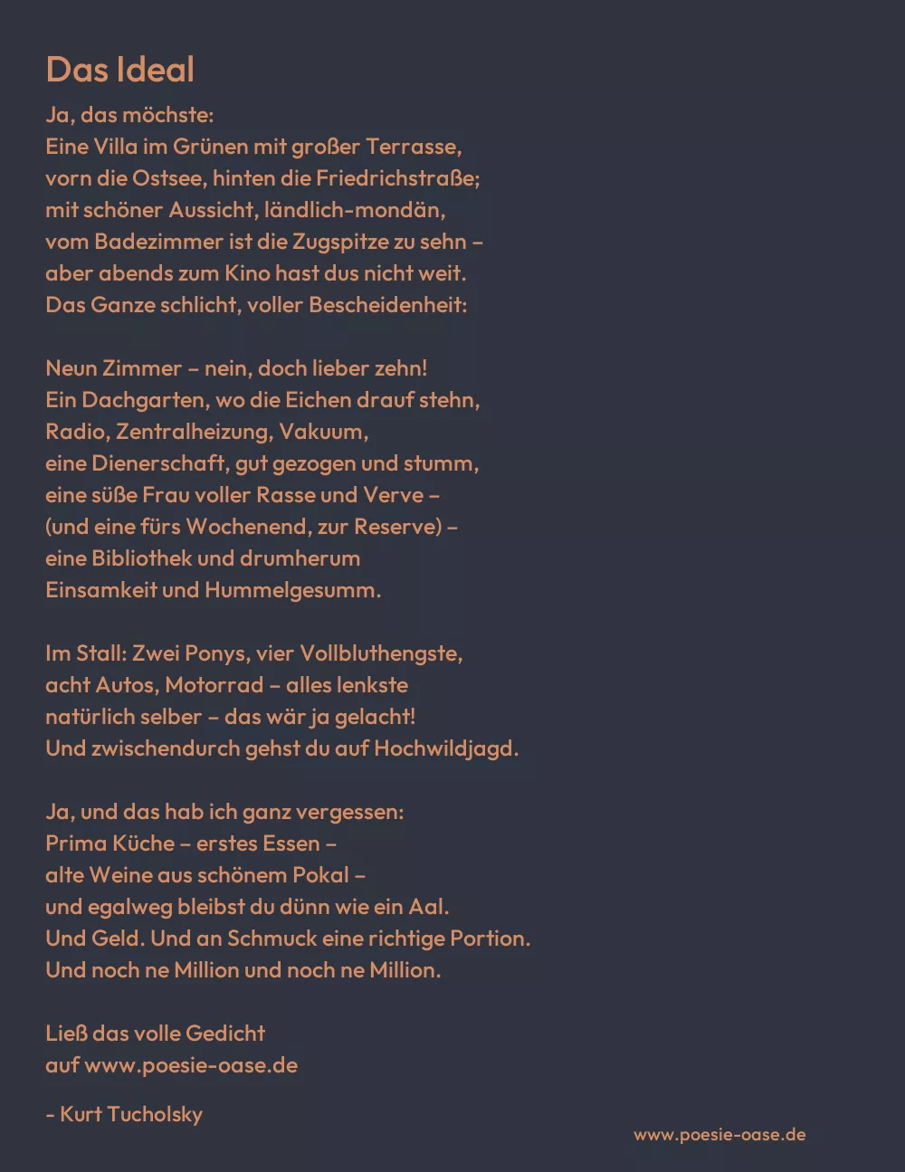 Gedicht: Das Ideal von Kurt Tucholsky