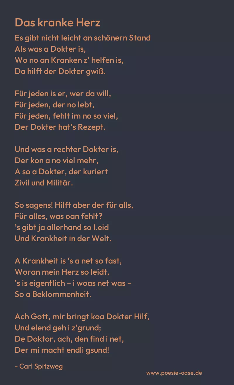 Gedicht: Das kranke Herz von Carl Spitzweg