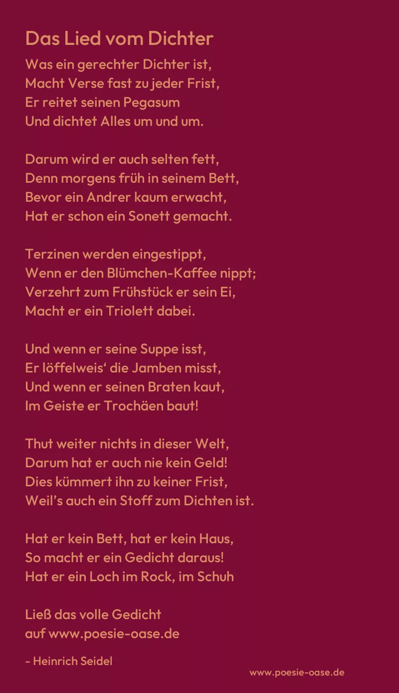Gedicht: Das Lied vom Dichter von Heinrich Seidel
