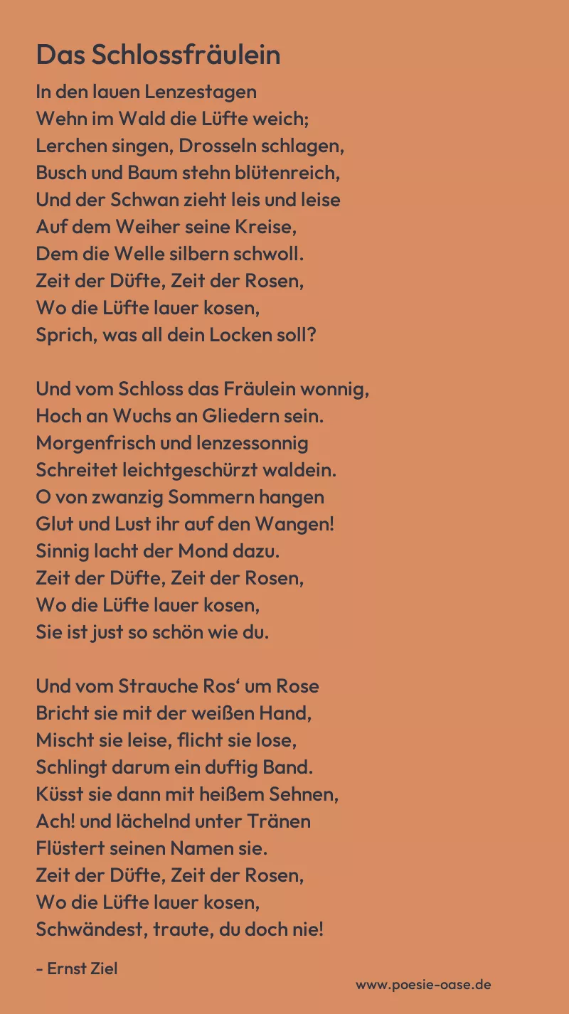Gedicht: Das Schlossfräulein von Ernst Ziel