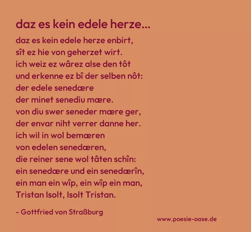 Gedicht: daz es kein edele herze… von Gottfried von Straßburg