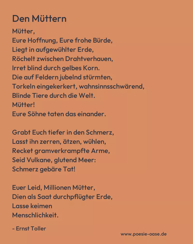 Gedicht: Den Müttern von Ernst Toller