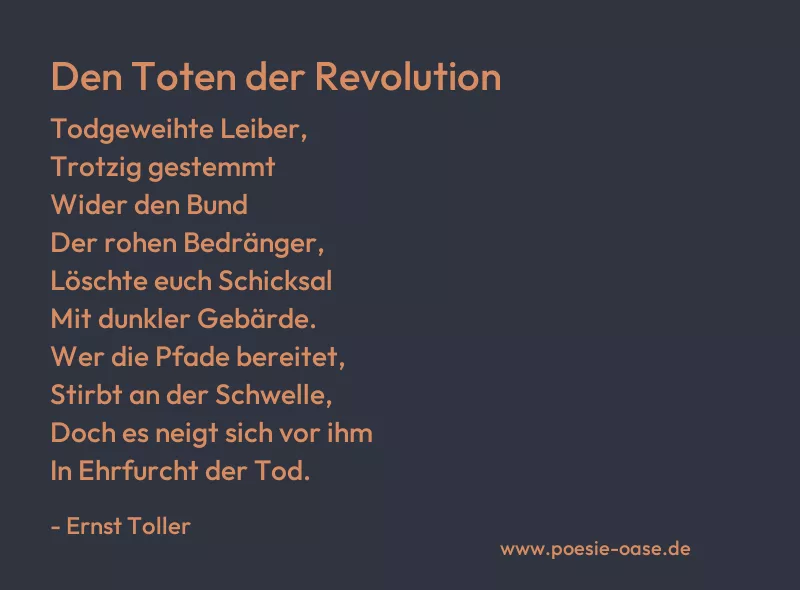 Gedicht: Den Toten der Revolution von Ernst Toller