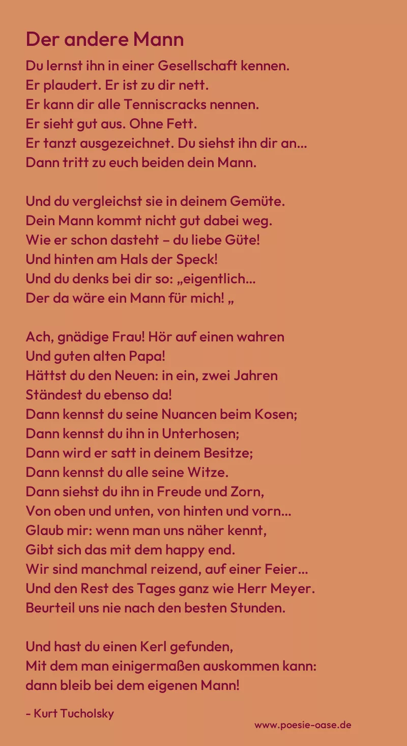 Gedicht: Der andere Mann von Kurt Tucholsky