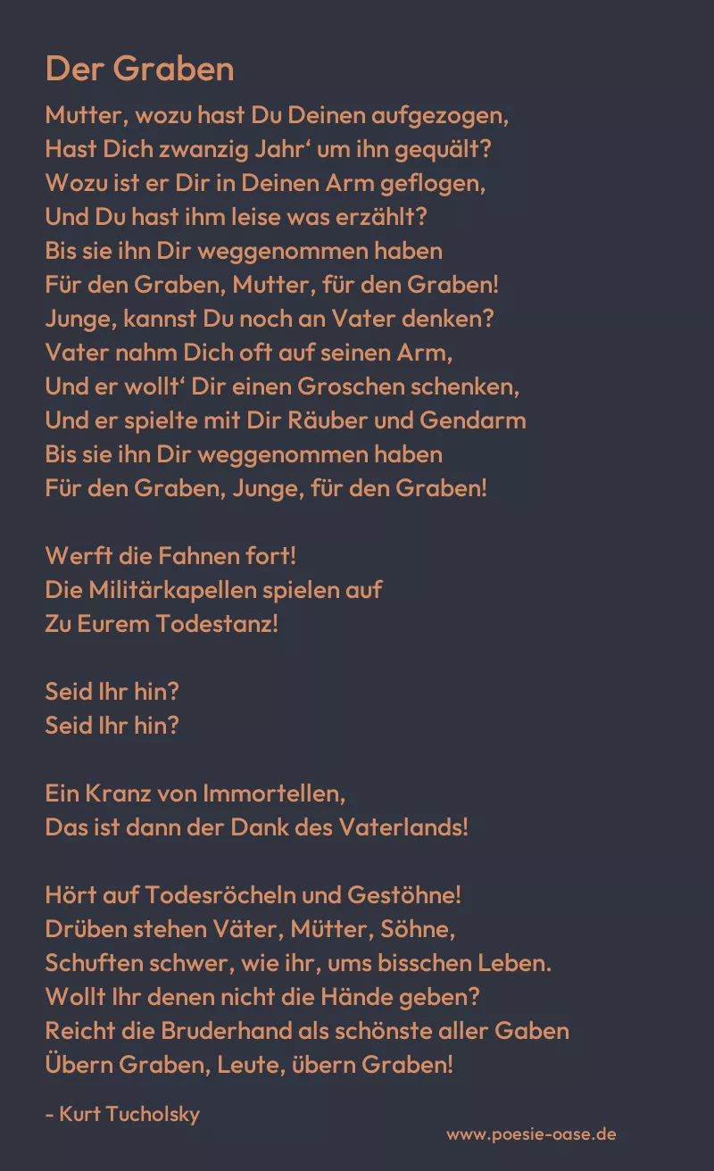 Gedicht: Der Graben von Kurt Tucholsky