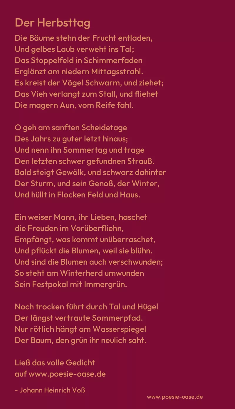 Gedicht: Der Herbsttag von Johann Heinrich Voß