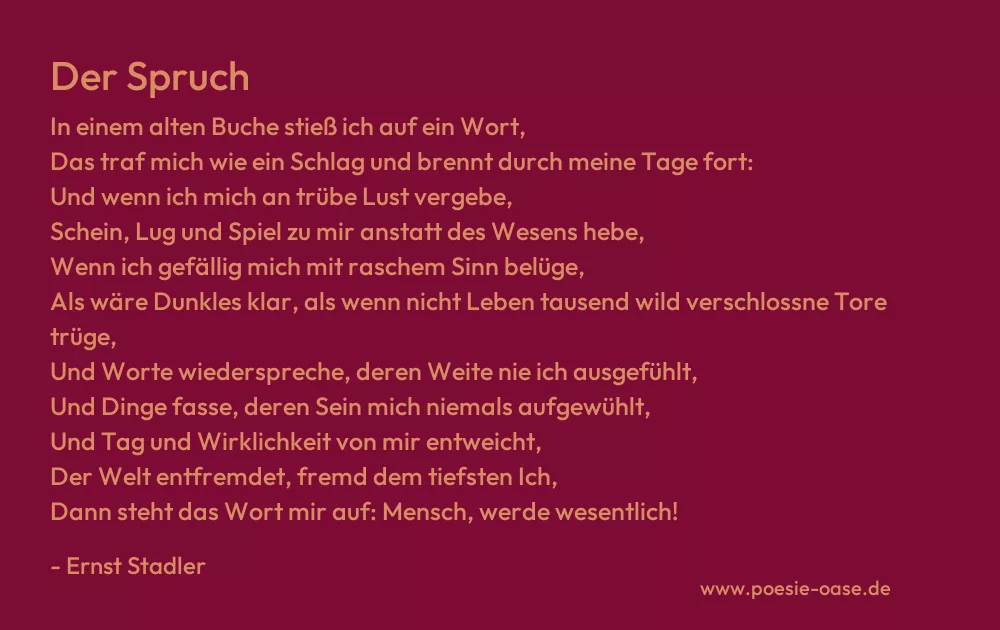 Gedicht: Der Spruch von Ernst Stadler